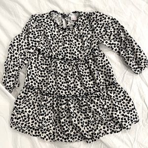 Zara Black and White Long Sleeve Flower Dress